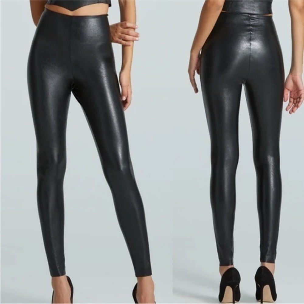 Commando Black Faux Leather Leggings Size Large